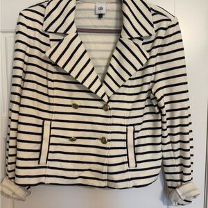 CAbi Women's Navy and Cream Striped Blazer